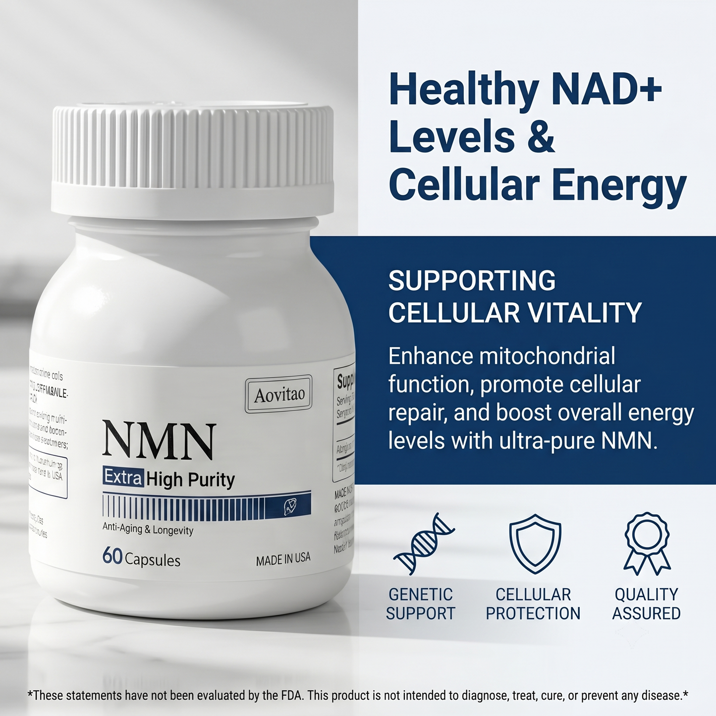 NMN 500mg | High Purity Formula | Dietary Ingredient for Daily Wellness Support